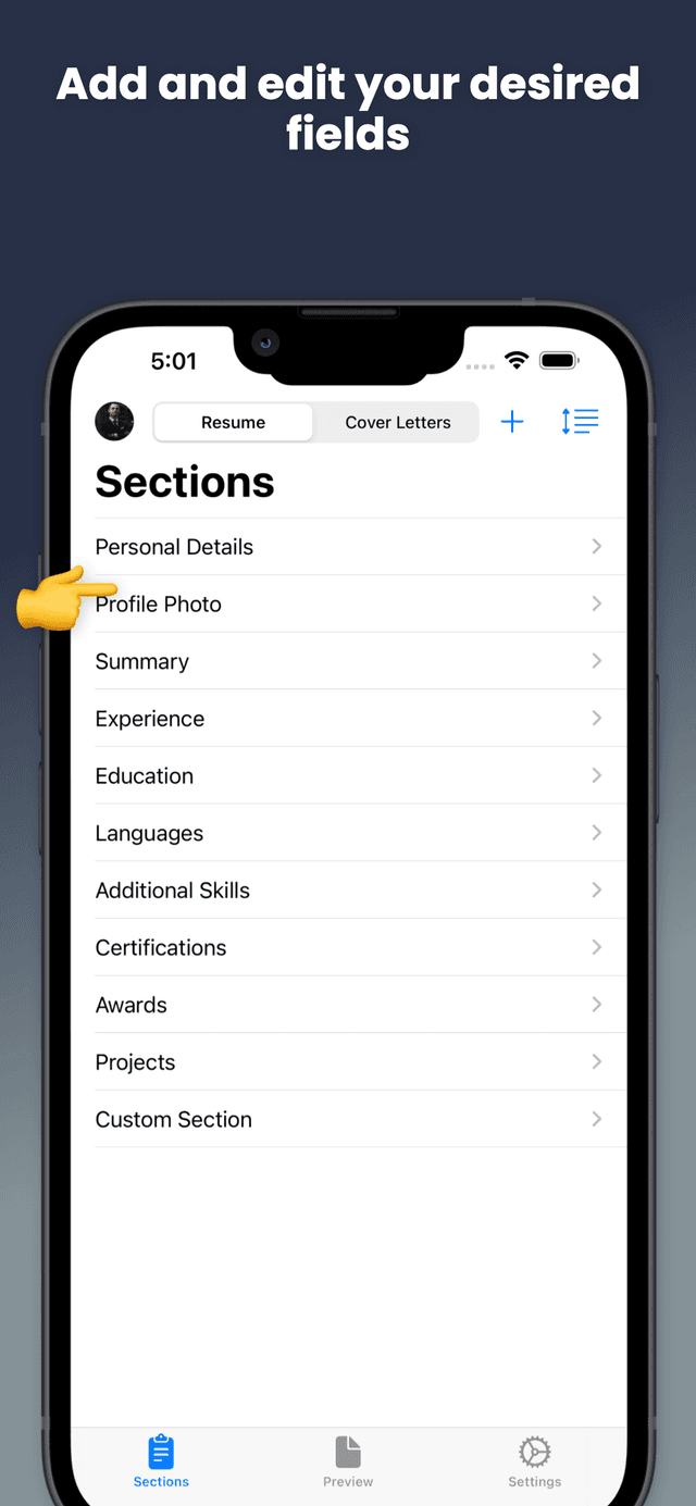 cv maker sections