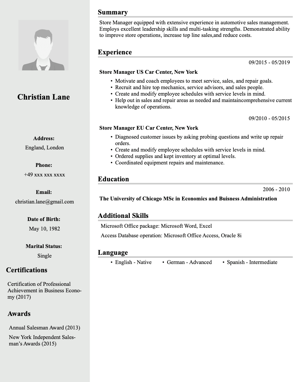 Resume template image