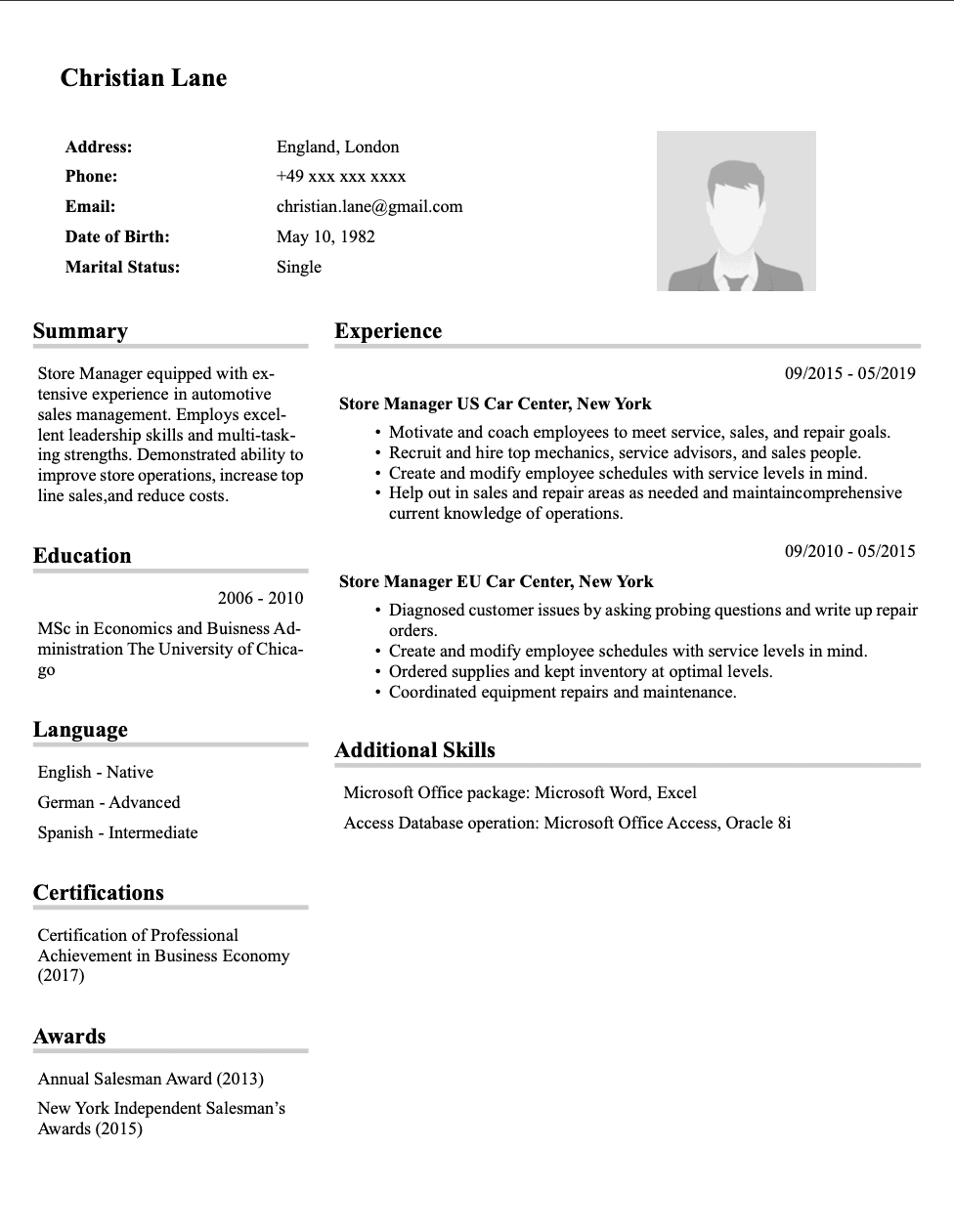 Resume template image