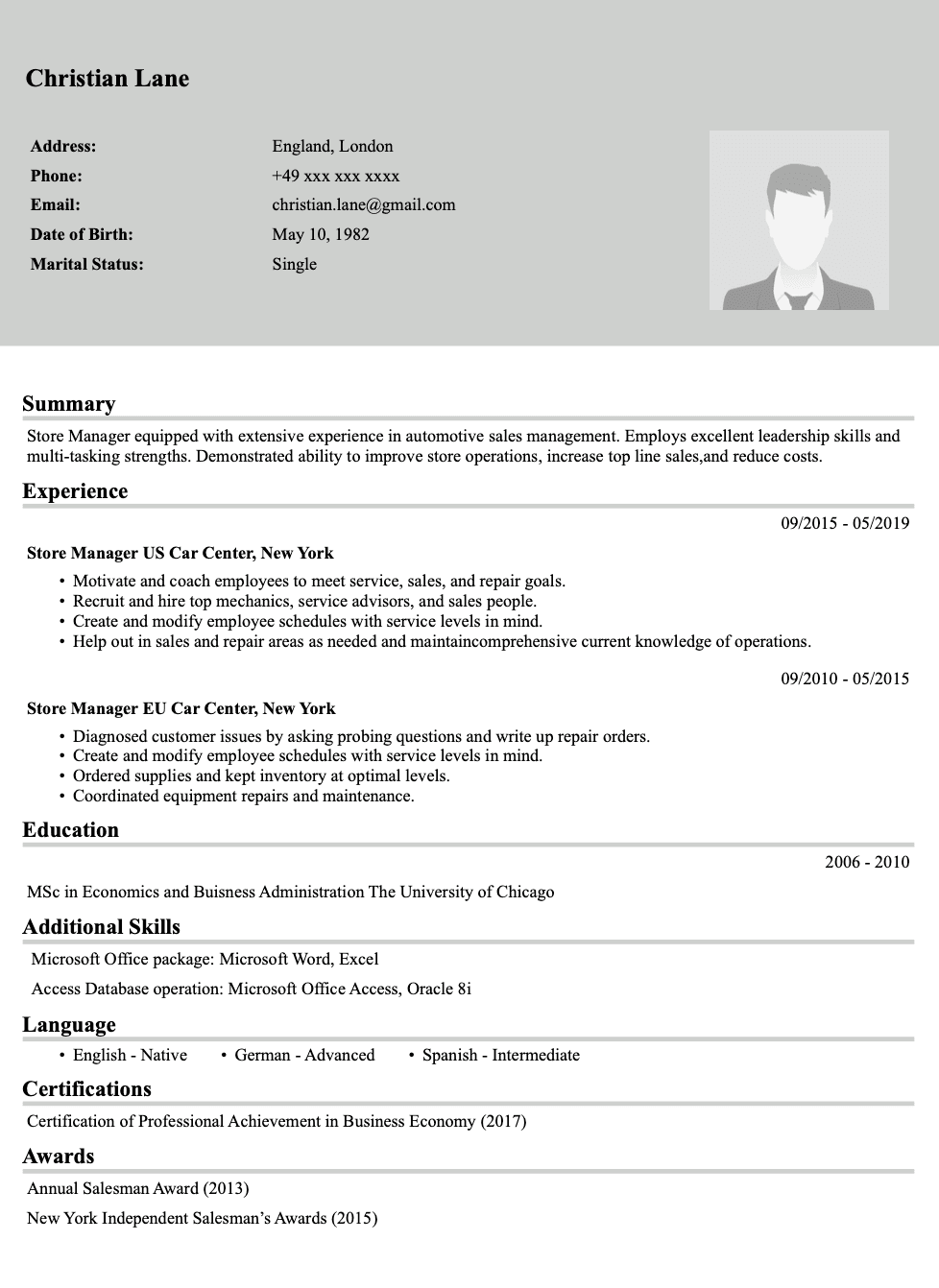 Resume template image