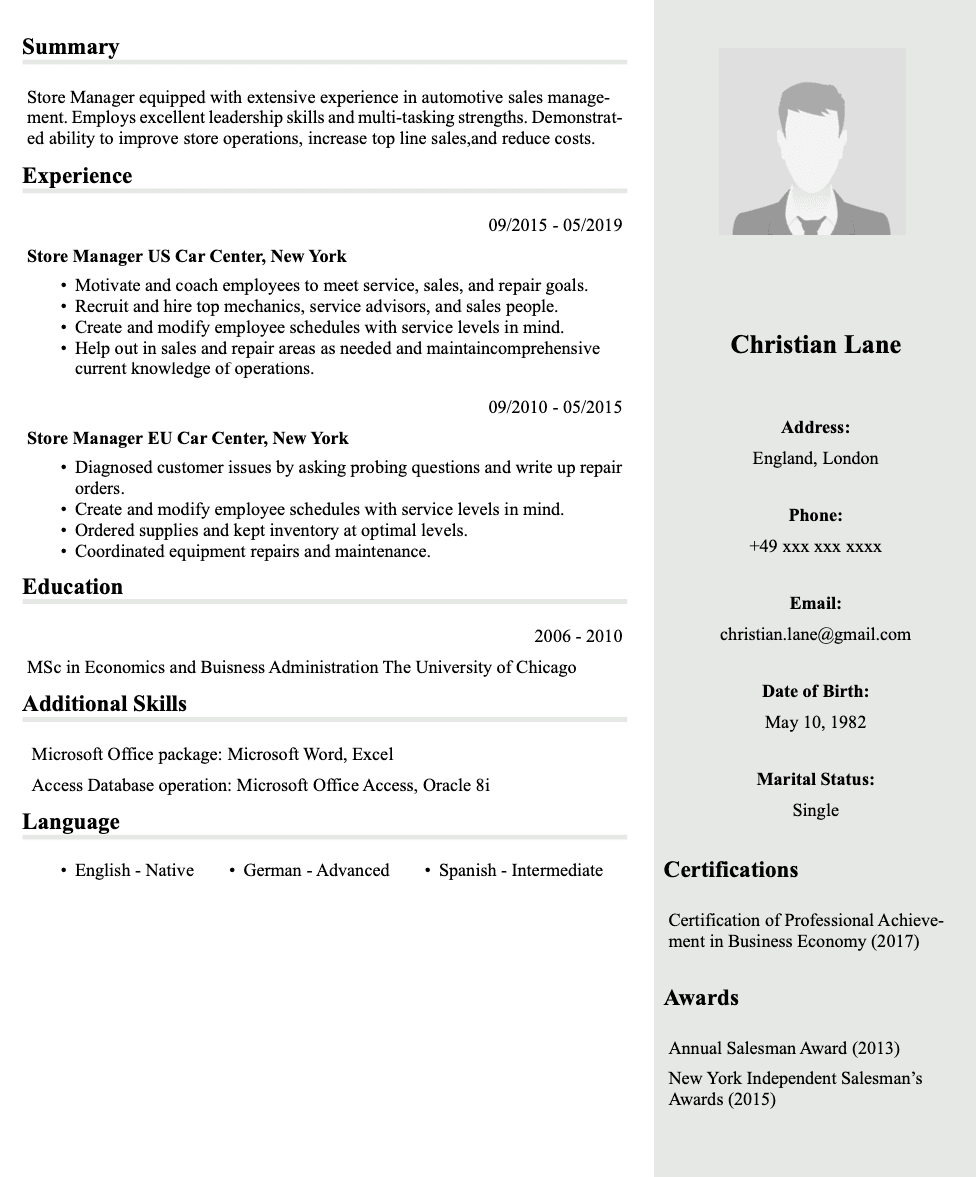 Resume template image