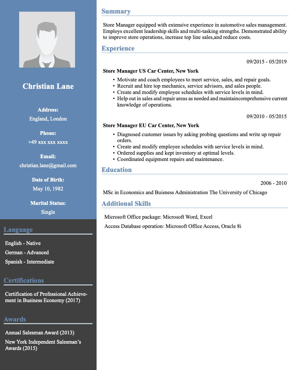 Resume template image