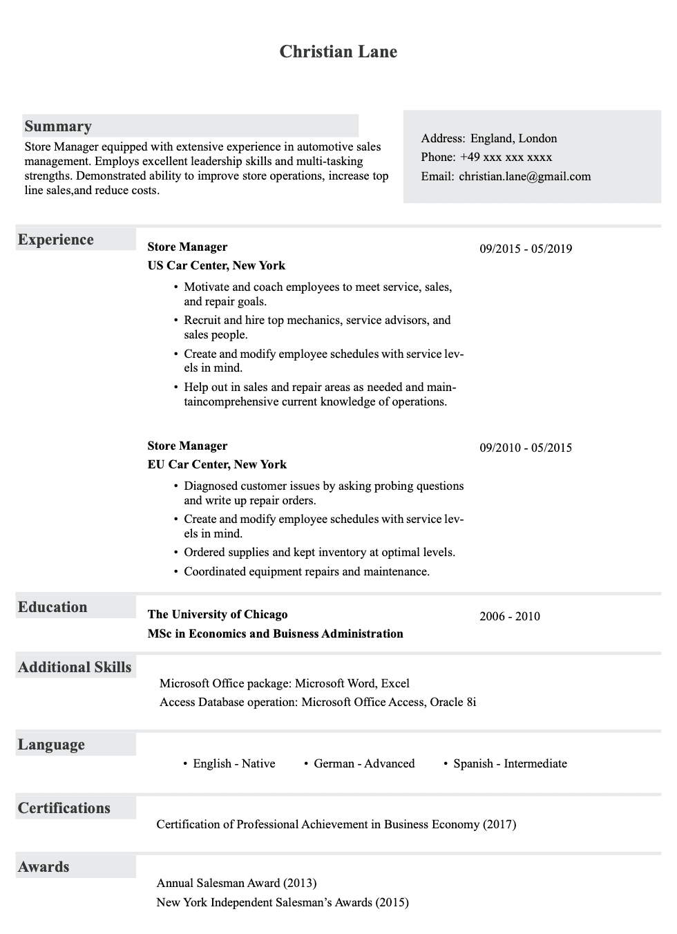 Resume template image