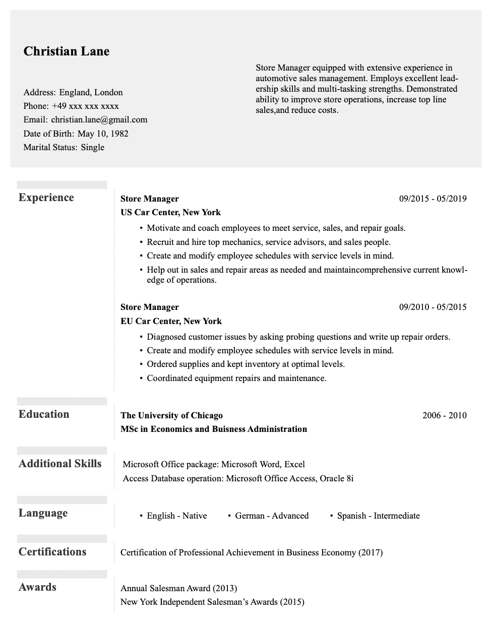 Resume template image