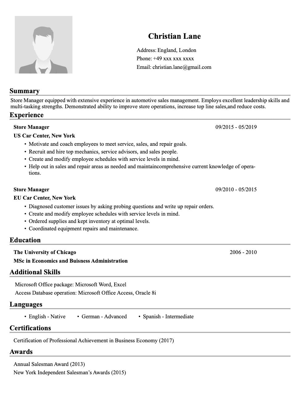 Resume template image