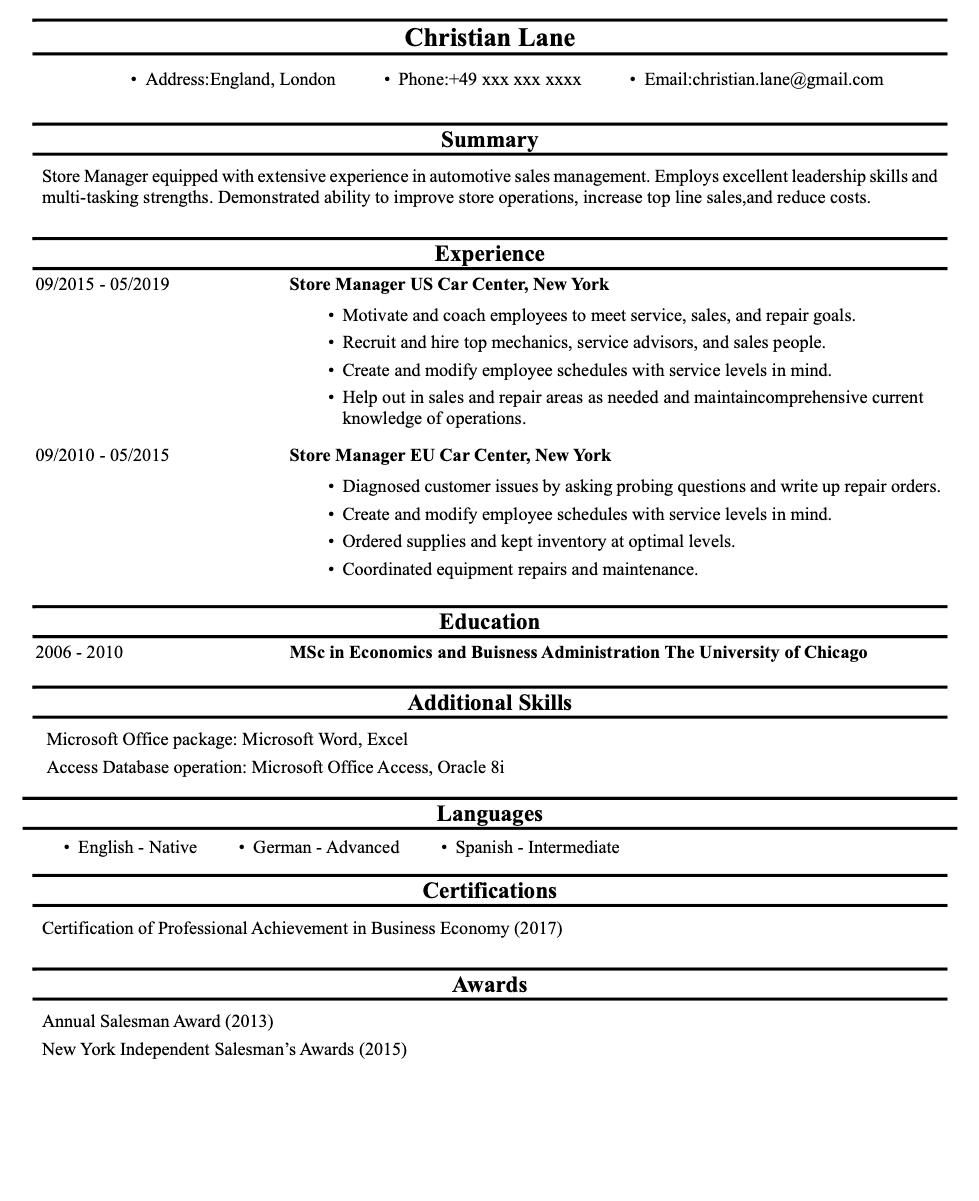 Resume template image